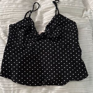 Monteau Black and White Polka Dot tank/flowy top